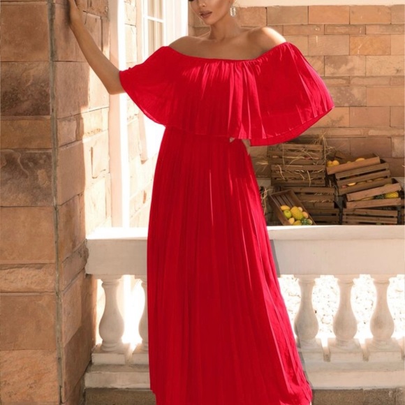 Plus size off the shoulder Rose colored Maxi dress! - Picture 4 of 5